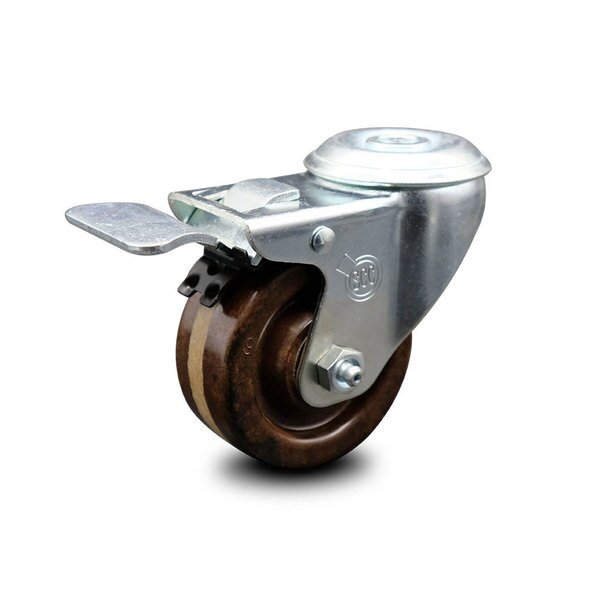 3 Inch High Temp Phenolic Wheel Bolt Hole Caster with Total Lock Brake SCC, Service Caster, Mfr#: SCC-BHTTL20S314-PHSHT
